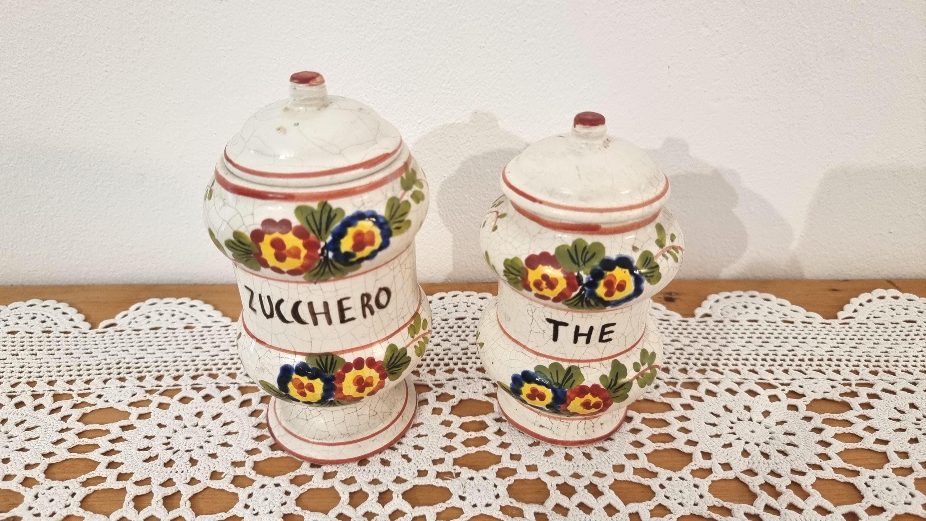 Par de tarros de boticario VINTAGE de Bassano - Juego de tarros decorativos  - Albarelli - Etsy México, image size:3000x1689