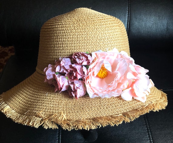 Fashion Summer Beach Flower Straw Sun Hat/ Flower Beach Sun Hats /Outdoor Travel Cap for Women