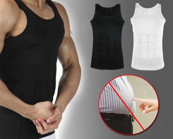 Mens Slimming Body Shaper Vest Shirt Chest Compression Muscle Tank Tummy  Control