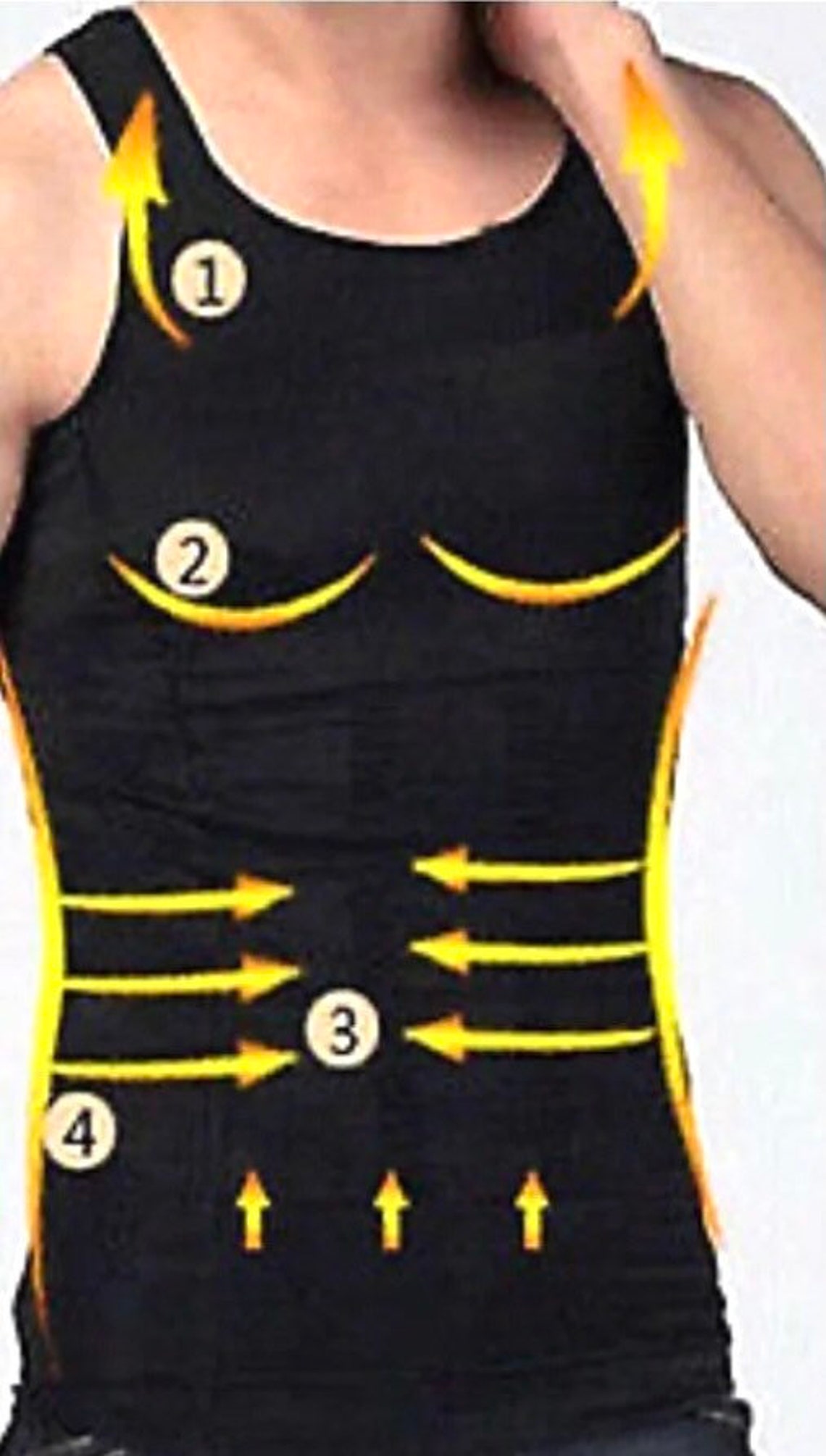Men's Slimming Body Shaper Vest - Nylon Spandex Compression Tank Top, Black/White