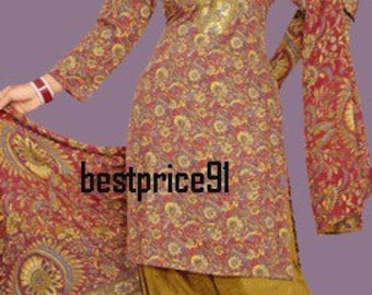 Beautiful  Ready to wear 3pcs French Crepe Shalwar Kameez & Dupatta Indian Pakistani Suit