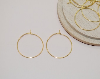 Set of 10 gold-plated stainless steel hoop earrings, 25x30mm, 25mm hoops for jewelry making