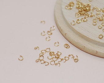 Open jump rings 3mm in 304 gold stainless steel for jewelry making, set of 50 units, DIY