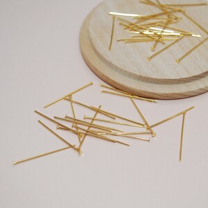 Set of 10 flat head nails 25mm in 24k gold plated for jewelry creation