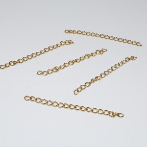 Set of 10 gold stainless steel extension chains 50mm for jewelry making