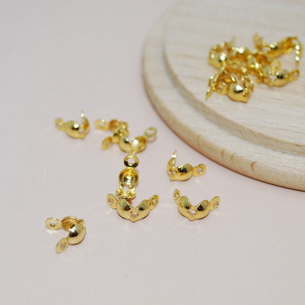 Lot de cache noeuds en acier inoxydable doré 8mm pour création de bijoux