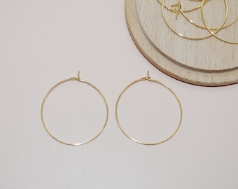Set of 10 gold-plated stainless steel hoop earrings, 30x35mm, 30mm hoops for jewelry making