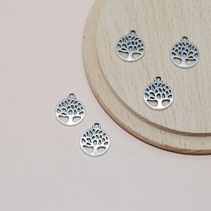 Set of 5 mini silver tree of life charms for jewelry creation