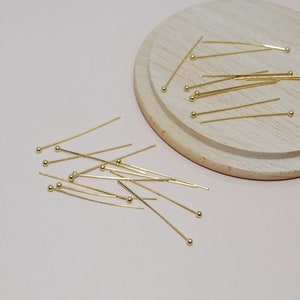 Gold 304 stainless steel ball tip headpin 30mm for Jewelry Making, Pack of 20, DIY