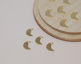 Set of 10mm gold-plated stainless steel mini moon charms for jewelry making