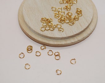 Open jump rings 5mm in 304 gold stainless steel for jewelry making, set of 50 units, DIY