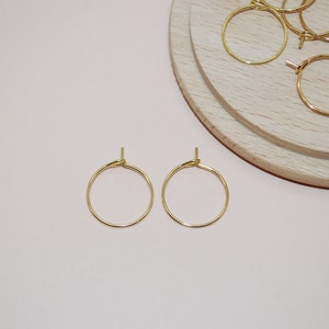 Pack of 10 mini gold hoop earrings in stainless steel 15x20mm V1, 15mm hoops for jewelry creation