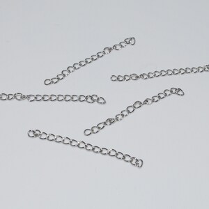 Set of 10 extension chains in 40mm silver stainless steel for jewelry creation