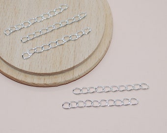 Lot de 10 chainettes d extension argent 50mm pour création de bijoux