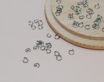 Lot de 50 anneaux de jonction 5mm en acier inoxydable argent pour création de bijoux