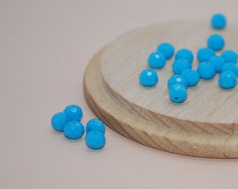 Lot de 20 perles à facettes bleue turquoise en verre pour création de bijoux