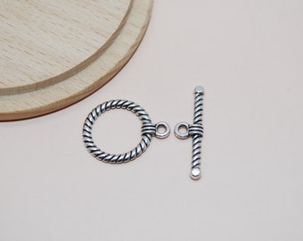 10 Fermoirs Toggle 20x12mm Avec Anneau 6mm - Argenté Ou Cuivre - Pour Bijoux Fantaisie