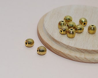 Set of 10 gold spacer beads, gold spacer beads for jewelry making PERDO1002/6MM