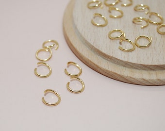 Anillas abiertas de 8 mm en acero inoxidable chapado en oro 304 para la fabricación de joyas, paquete de 20, para manualidades