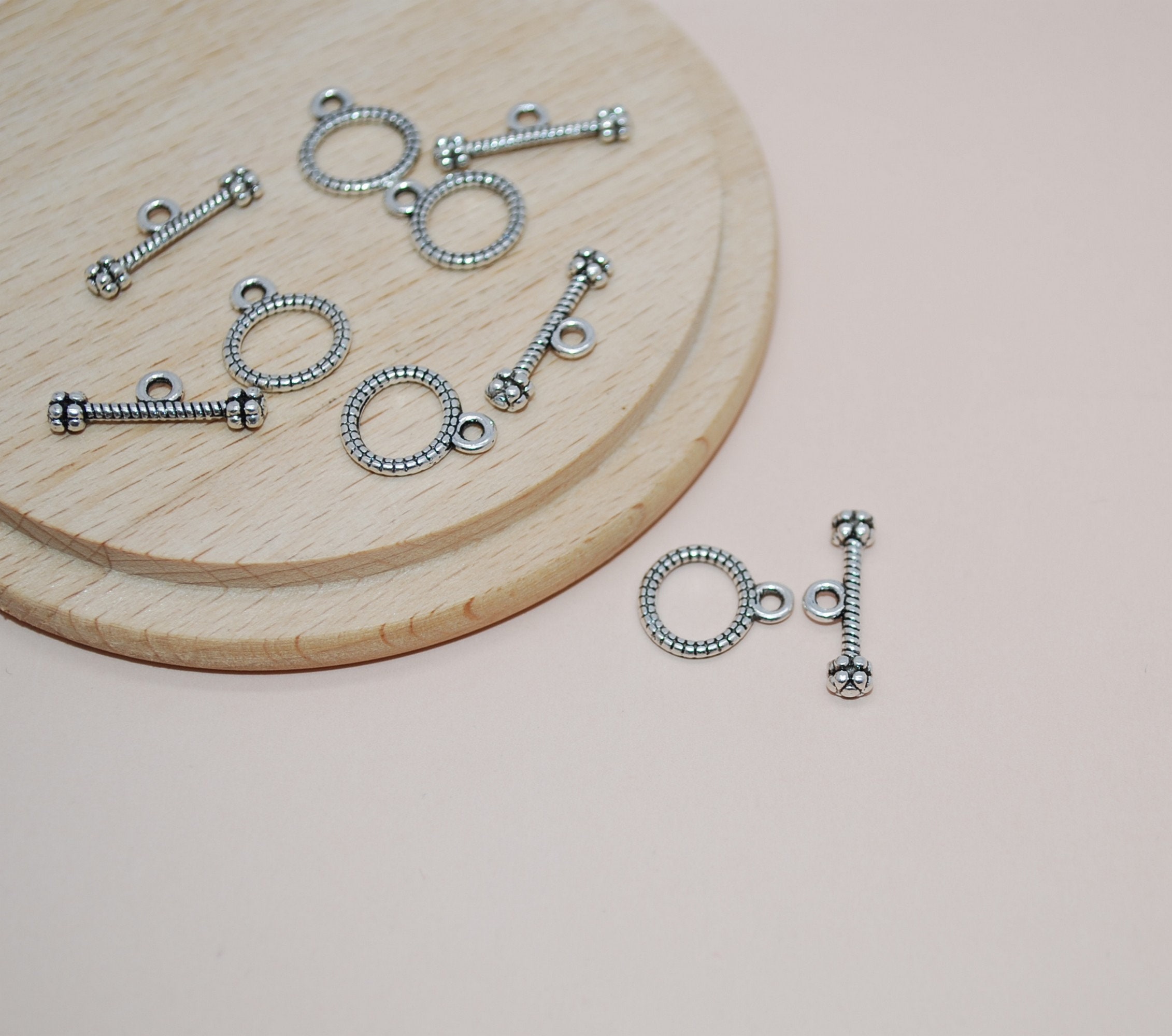 5 ea SILVER FILLED BRAIDED FLAT 12mm Toggle Clasps SF4 