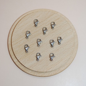 Set di 10 fermagli a moschettone in acciaio inossidabile argentato da 9 mm per la creazione di gioielli