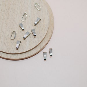 Lot De 10 Bélières à Coller Argentées – 11 X 3 Mm – Attache Pendentif Pour Création Bijoux – Métal