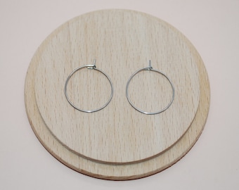 Set of 10 silver stainless steel hoop earrings 20x25mm, 20mm hoops for jewelry making