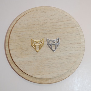 Gold or silver stainless steel origami fox charm 14x12mm for jewelry creation SOLD INDIVIDUALLY