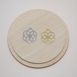Flower of life pendant in gold or silver stainless steel, mandala pendant for jewelry creation