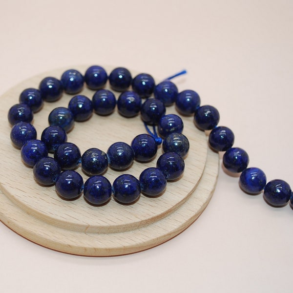 Perle ronde en LAPIS LAZULI 8mm Grade AA pour création de bijoux, perle en véritable pierre naturelle