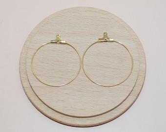 Set of 2 gold stainless steel hoop earring supports 30x35mm for jewelry creation