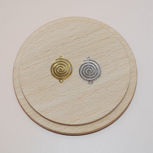 Pendentif connecteur spiral vortex en acier inoxydable doré ou argent, pendentif spiral vortex pour création de bijoux VENDU A L UNITE