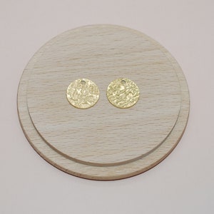Crumpled round charm in gold-tone stainless steel 15mm for jewelry creation SOLD A L UNITE