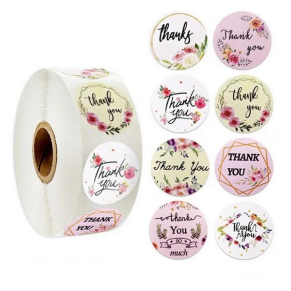 Autocollants de remerciement fleuris, Étiquettes autocollantes de sceau, Stickers autocollants, 2.5cm