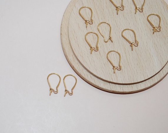 Lot de 10 boucles d oreille 15mm en plaqué or 24k pour création de bijoux
