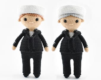 Patrón de crochet para marinero azul marino en PDF - Descarga digital