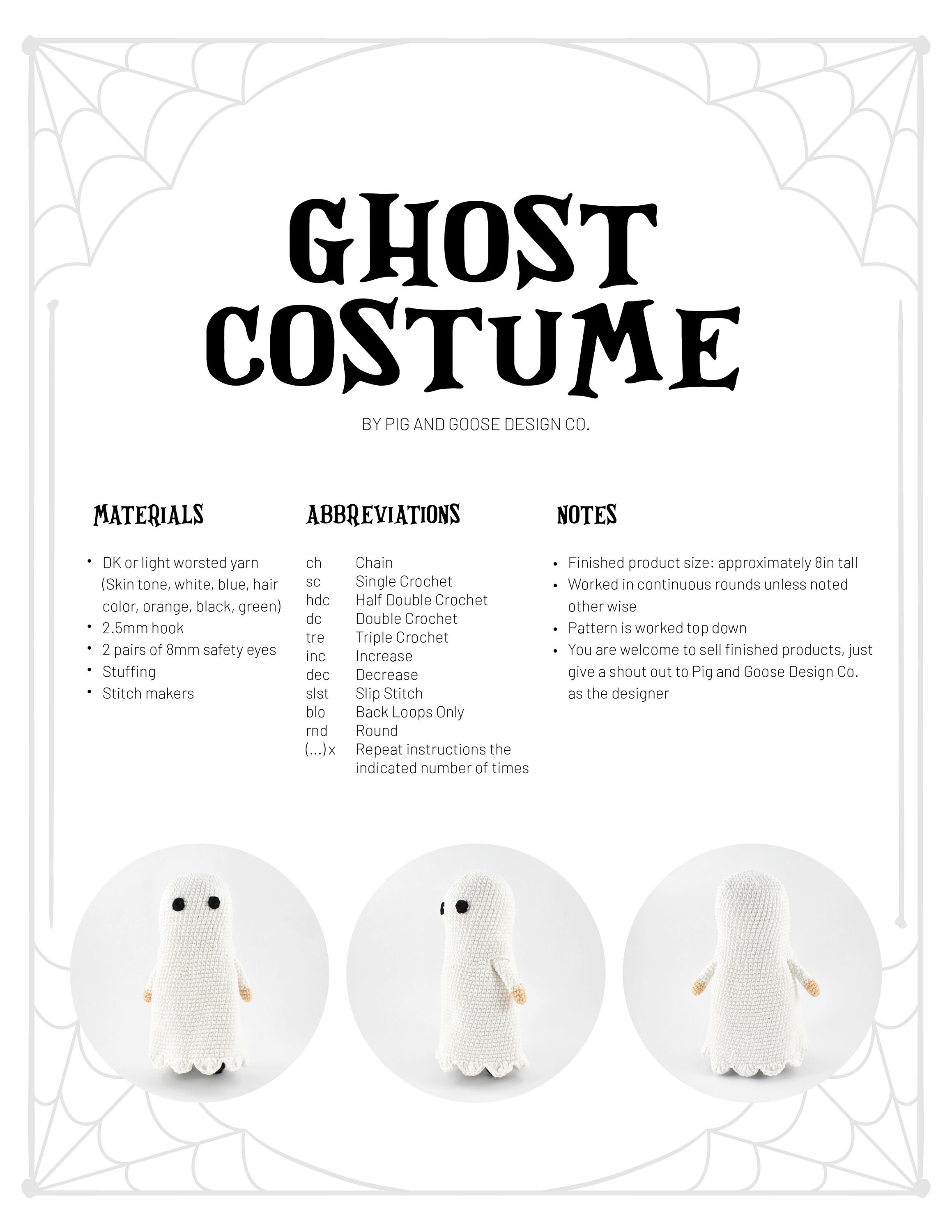 Halloween Ghost Costume - Crochet Pattern PDF - Digital Download - Etsy