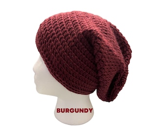 Burgundy Handmade Crochet Slouchy Beanie,Crochet Hat,Slouchy Hat,Slouchy Beanie,Winter Hat,Hair Emergency,Winter Accessory