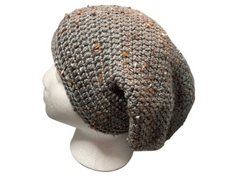 Tweed - Gray Heather Handmade Crochet Slouchy Beanie,Crochet Hat,Slouchy Hat,Slouchy Beanie,Winter Hat,Hair Emergency,Winter Accessory