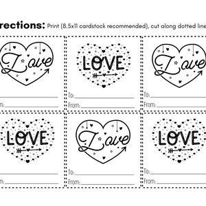 Cartes imprimables coeur Saint-Valentin noir et blanc