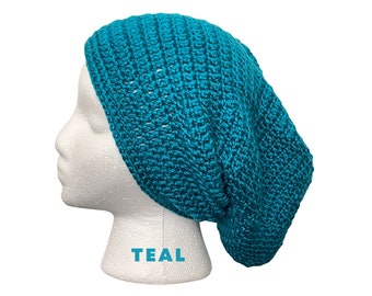 Teal Handmade Crochet Slouchy Beanie,Crochet Hat,Slouchy Hat,Slouchy Beanie,Winter Hat,Hair Emergency,Winter Accessory