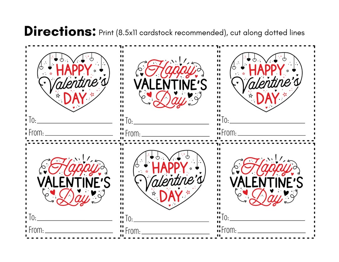 Happy Valentine's Day Printable Cards Color - Etsy