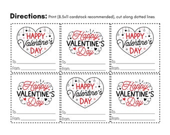 Happy Valentine's Day Printable Cards Black and White - Etsy