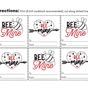 Bee Mine Valentine Printable Cards Color