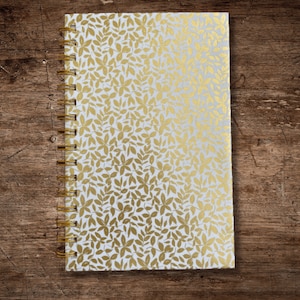 8.5&quot; x 5.5&quot; Gold Falling Leaves Journal Notebook