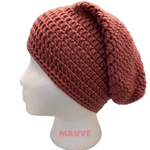 Mauve Handmade Crochet Slouchy Beanie,Crochet Hat,Slouchy Hat,Slouchy Beanie,Winter Hat,Hair Emergency,Winter Accessory