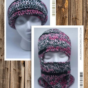 Crochet Ski Mask in Pink Camo, Handmade Balaclava