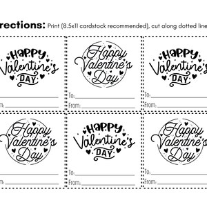 Happy Valentine's Day Printable Cards Circular Black and White - Etsy