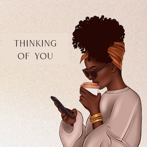 Thinking of You Greeting Card African American Greeting Card African American All Occasion greeting cards Black greeting cards Blank Card