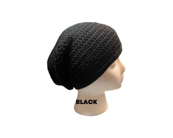 Black Handmade Crochet Slouchy Beanie,Crochet Hat,Slouchy Hat,Slouchy Beanie,Winter Hat,Hair Emergency,Winter Accessory